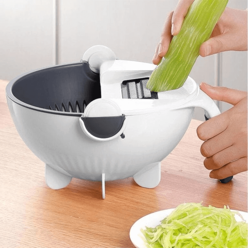 Vegetable cutter with drain basket