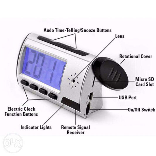 Alarm clock video recording camera