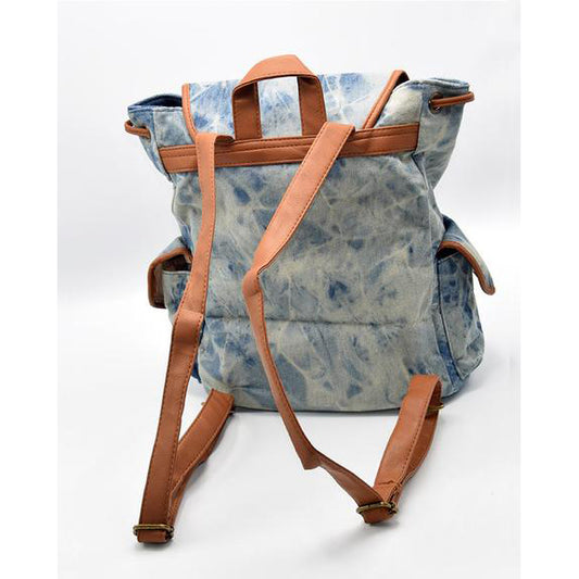 Retro vintage drawstring denim backpack