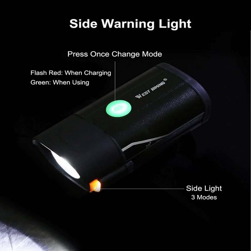 West biking rechargeable 5 modes bicycle front light