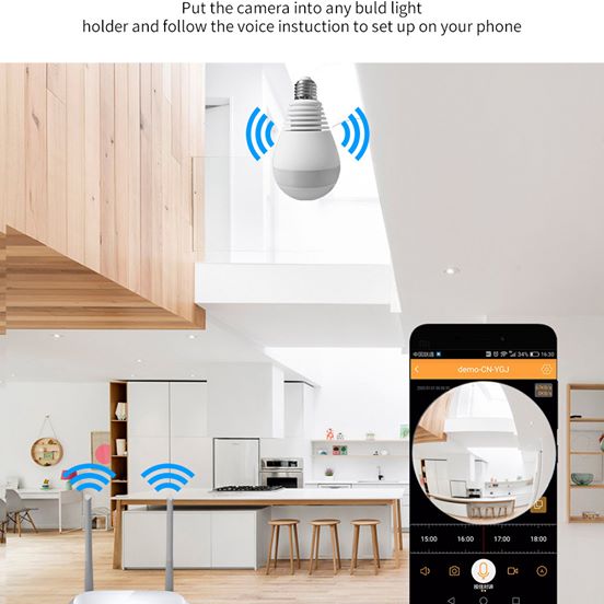 Led bulb cctv camera with motion detection