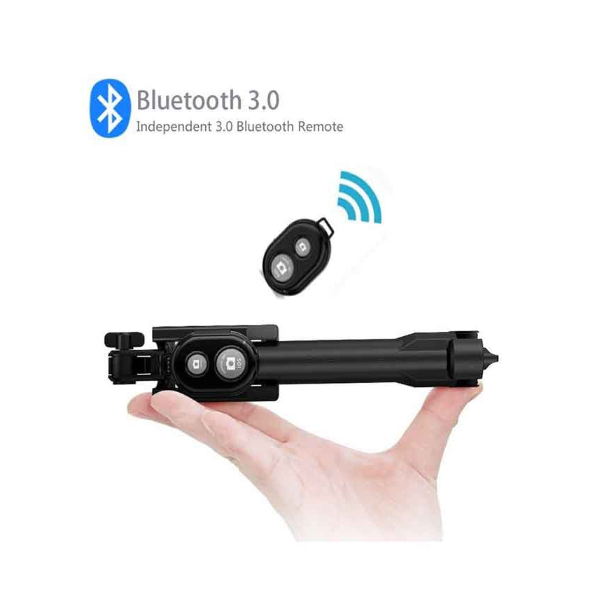 Tripod selfie stick with bluetooth remote shutter