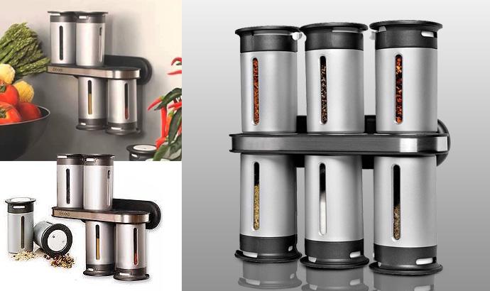 Zero gravity wall mounted magnetic spice rack