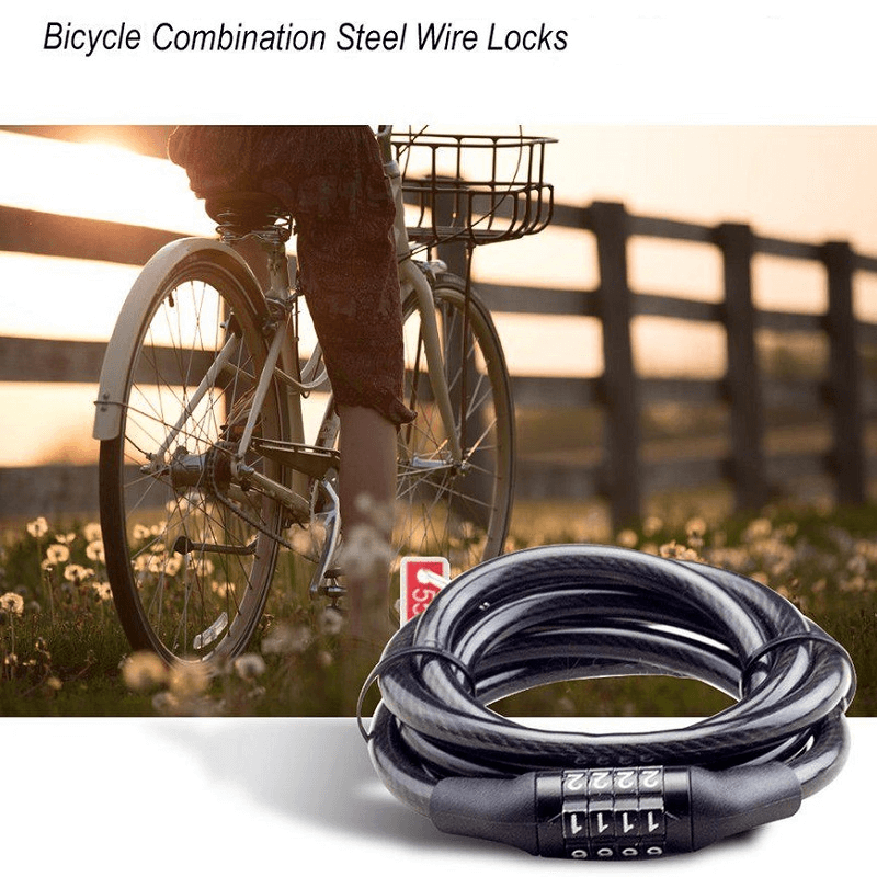 4 digit resettable combination cable lock for bicycle