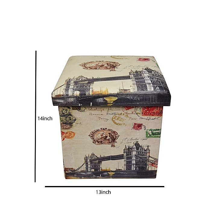 Folding storage ottoman foot rest & stool - london bridge