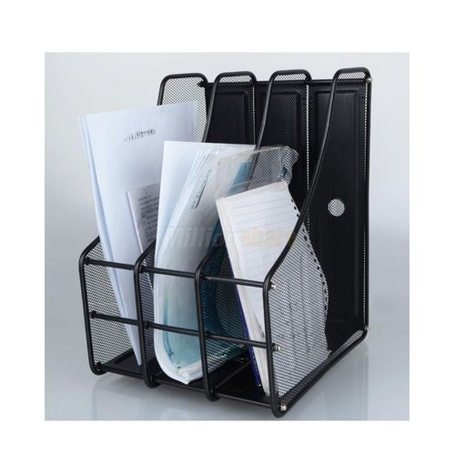 3-tier magazine frame - black steel mesh