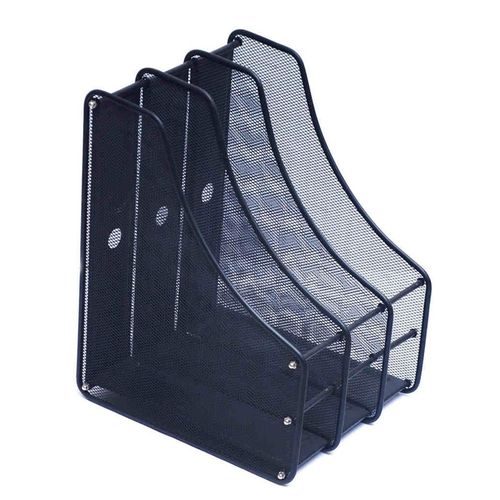 3-tier magazine frame - black steel mesh