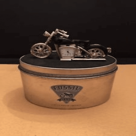 Fossil brand antique harley davidson bike clock- metal black