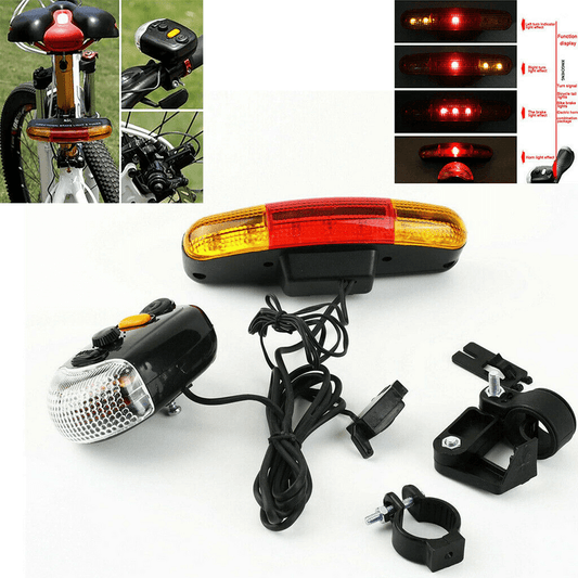 7 led bicycle turn signal directional brake light with horn