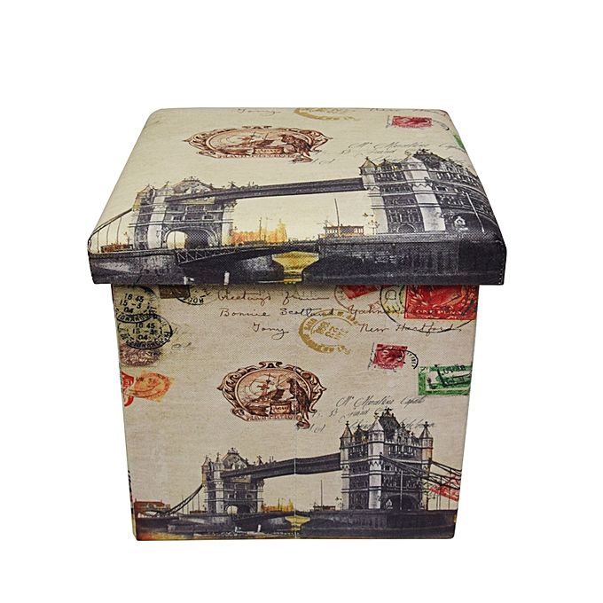 Folding storage ottoman foot rest & stool - london bridge