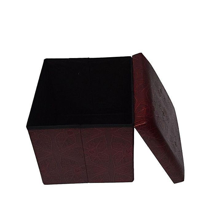 Folding storage ottoman foot rest & stool - maroon