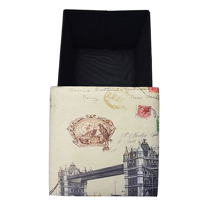 Folding storage ottoman foot rest & stool - london bridge