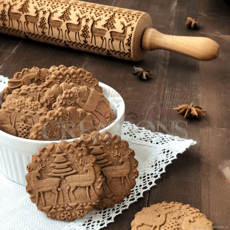Multi-print engraved rolling pin - wood