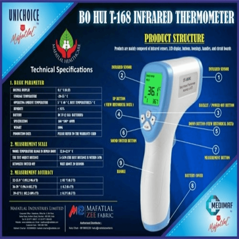 Widecare non contact digital infrared forehead thermometer