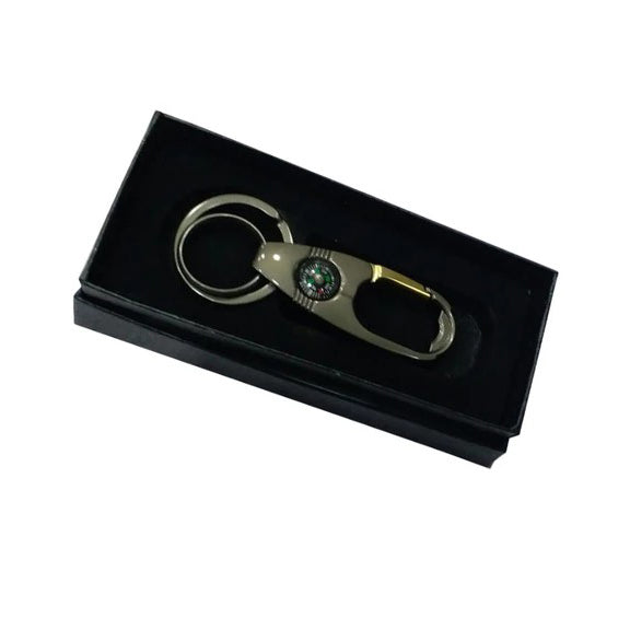 Pack of two stylish metal keychain with compass