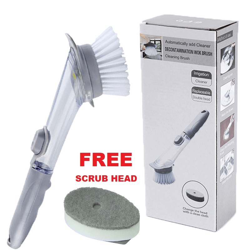 Automatically add cleaner decontamination cleaning brush