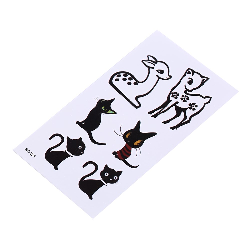 Body art glitter tattoo stickers black cat deer pattern