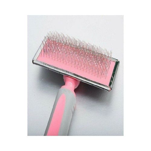 Brush grooming slicker for cat & dog large pink