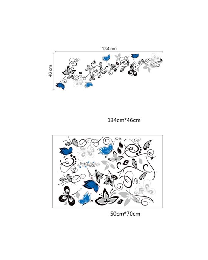 Flower vine wall sticker - blue 130 cm