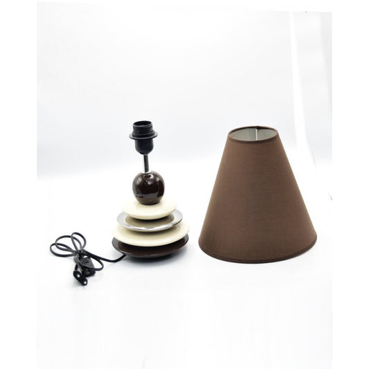 Side table ceramic lamps - plates - brown