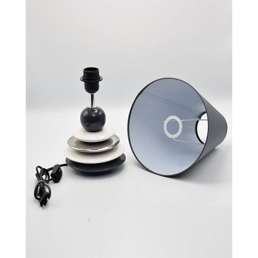 Side table ceramic lamps - plates - grey