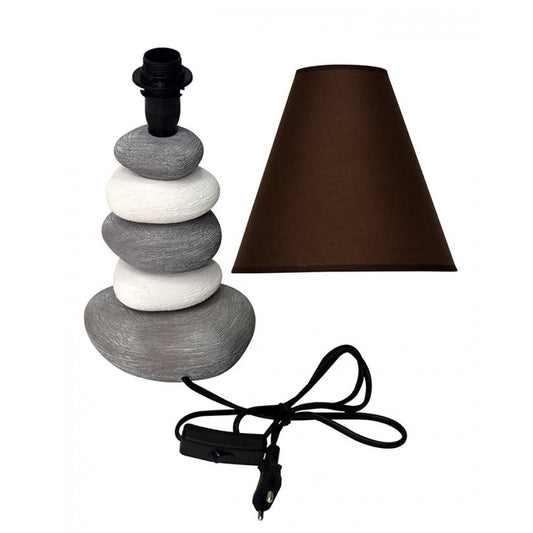 Side table ceramic lamps - stones - brown