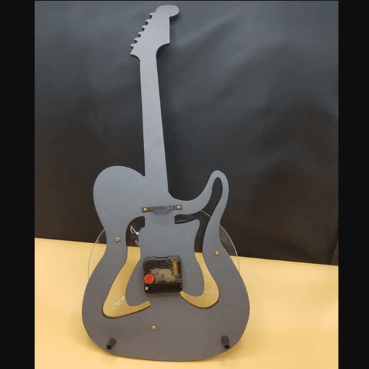 Guitar shaped wall clock black