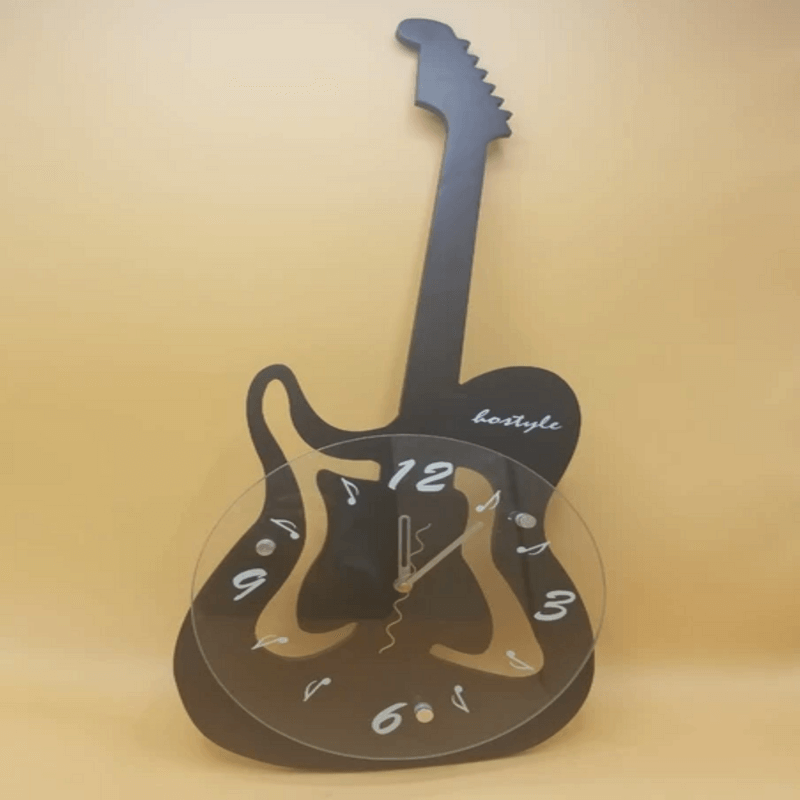 Guitar shaped wall clock black
