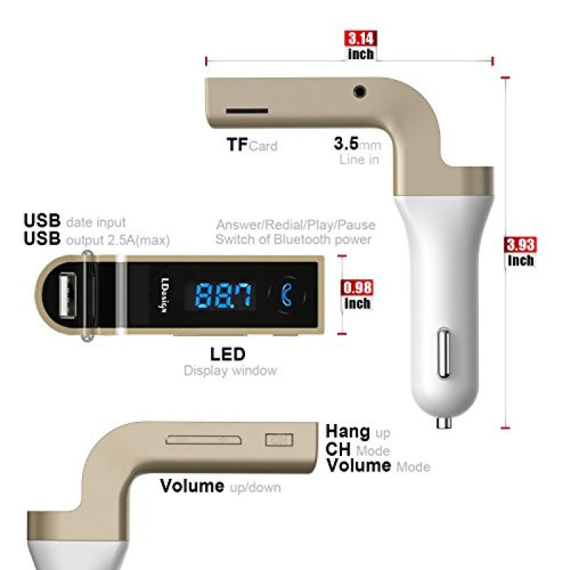 Lcd bluetooth car kit mp3 player fm transmitter usb charger