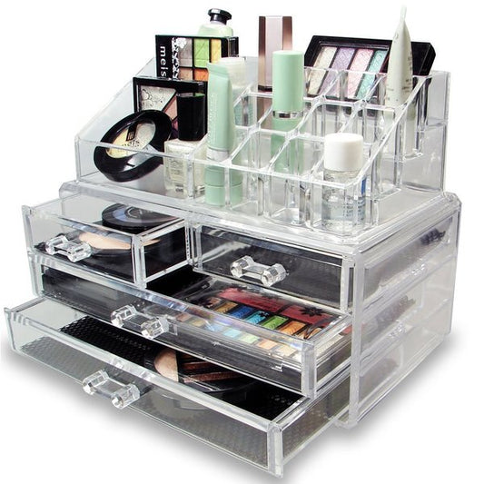 Acrylic cosmetic makeup organizer jewelry box