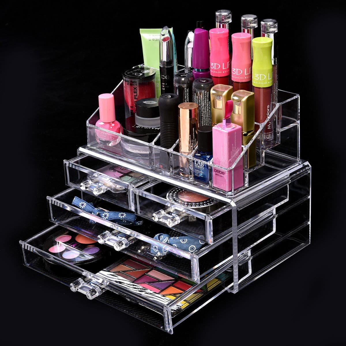 Acrylic cosmetic makeup organizer jewelry box