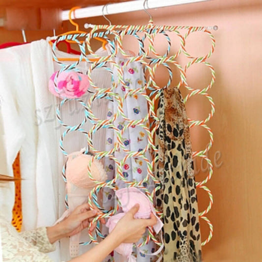 28 rings slots hole scarves tie holder clothes organiser