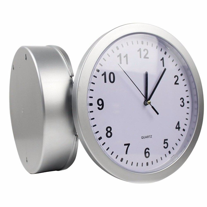 Wall clock with hidden safe (silver)