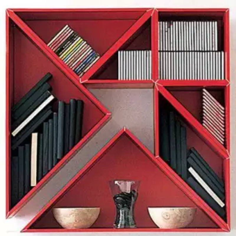 Tangram wooden wall book shelves
