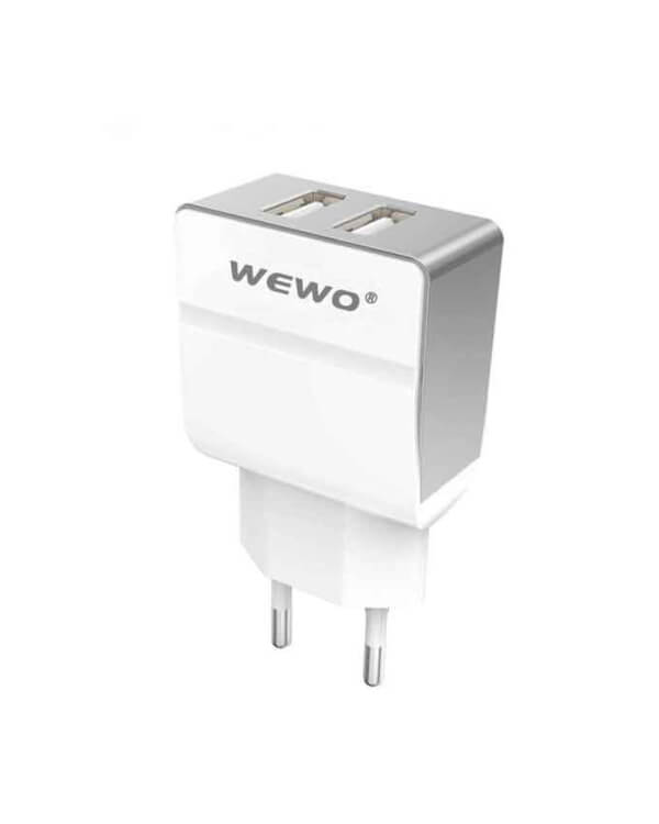 Wewo w004 dual usb 2.4a travel charger - white