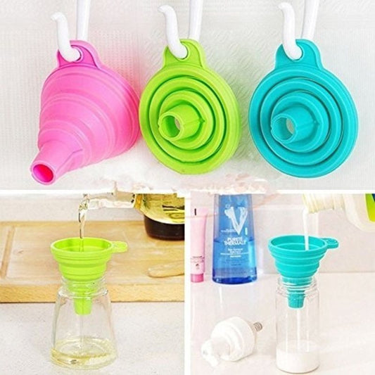 Folding silicone funnel for kitchen multicolor