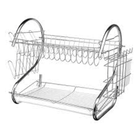 2 tier dish & utensils drainer with board