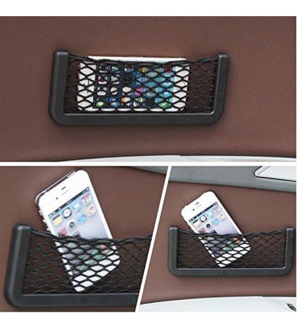 Car seat side back pocket storage string bag phone holder