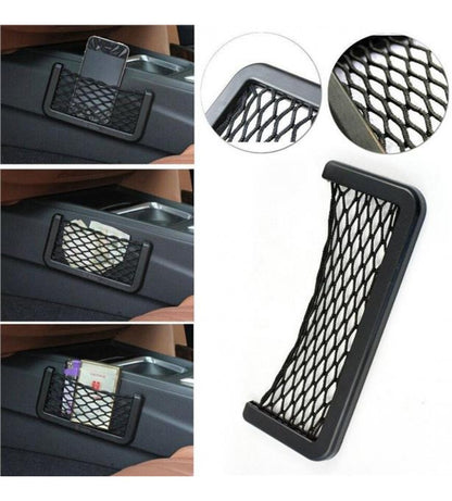 Car seat side back pocket storage string bag phone holder