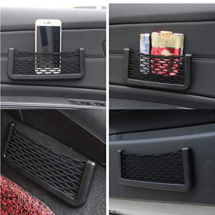 Car seat side back pocket storage string bag phone holder