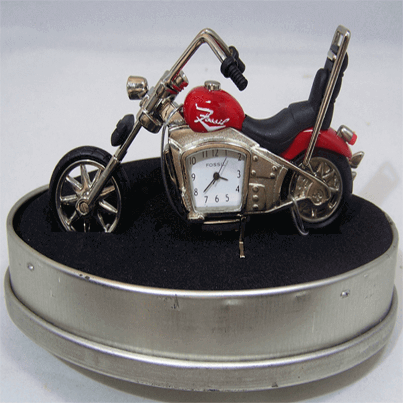 Fossil brand antique harley davidson bike clock- metal red