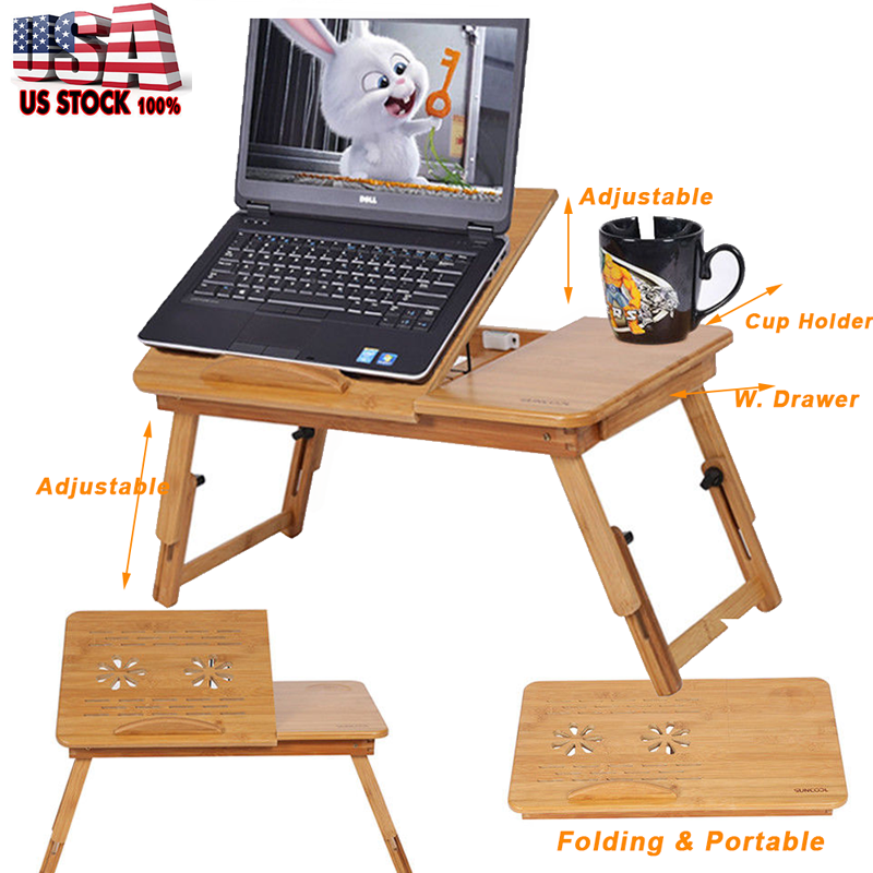Wooden laptop table & stand with cooling pad