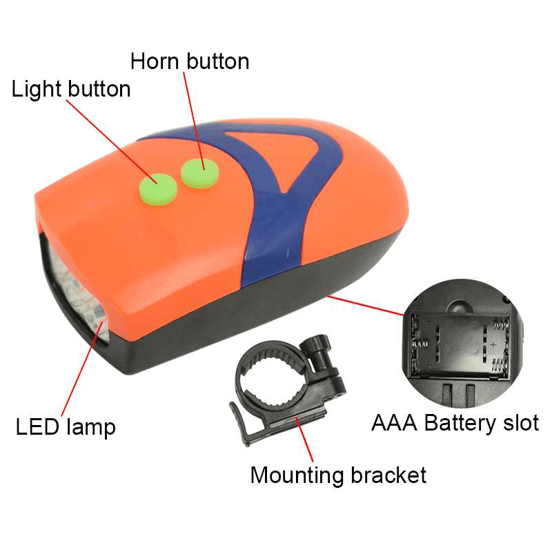 3 modes bicycle led light with horn speaker
