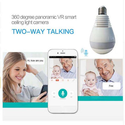 Wi-fi light bulb camera - hd 360 degree panoramic view