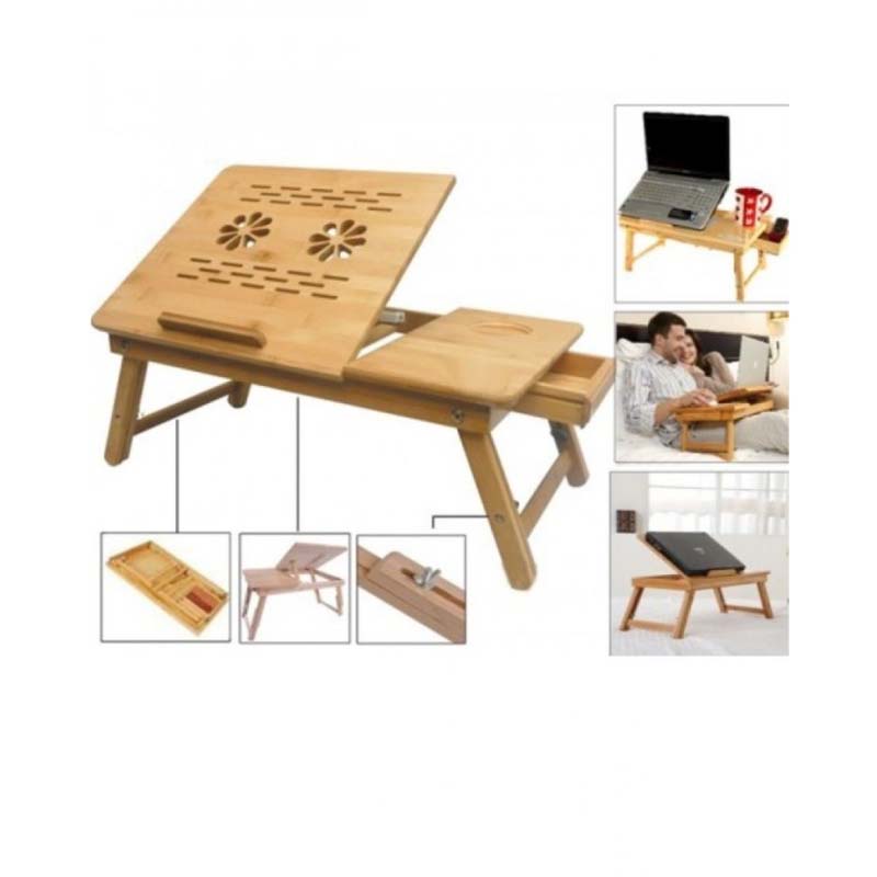 Wooden laptop table & stand with cooling pad
