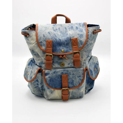 Retro vintage drawstring denim backpack