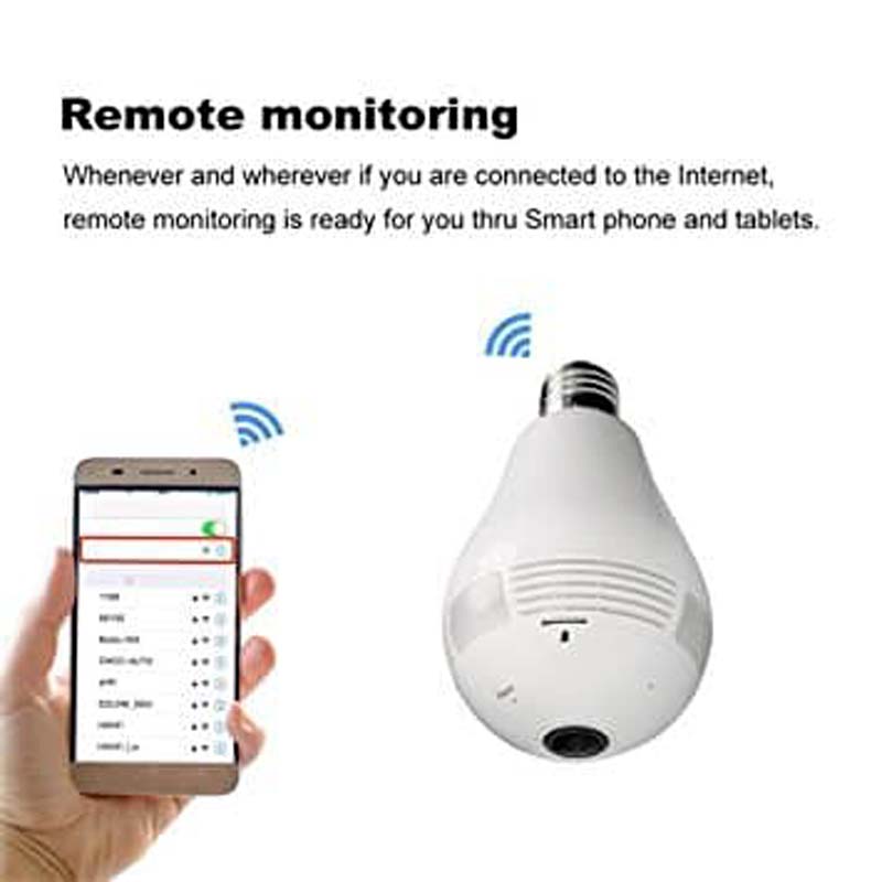Wi-fi light bulb camera - hd 360 degree panoramic view