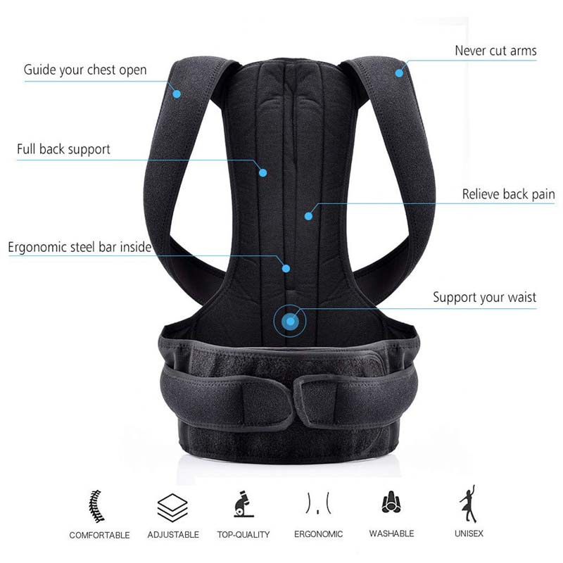 Posture corrector back brace adjustable straightener