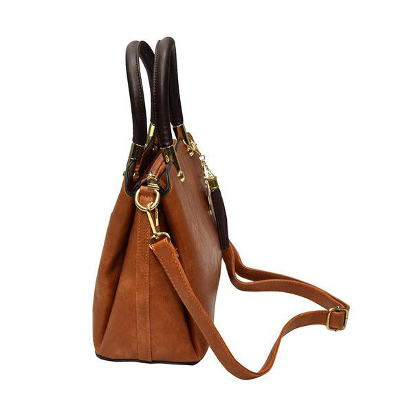 Luxury pu leather women handbag shoulder bag- light brown