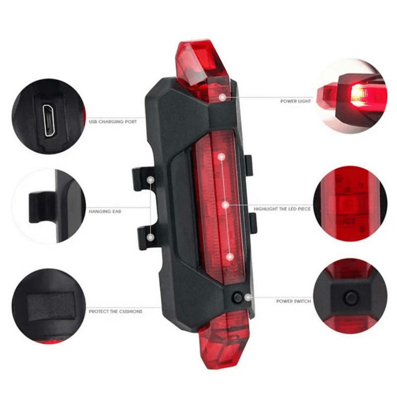 Portable red bicycle tail light